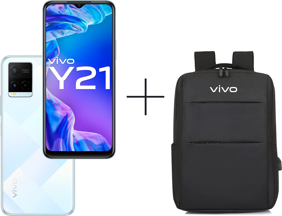 Смартфон Vivo Y21 4/64Gb Diamond Glow + Рюкзак Vivo YL16 черный